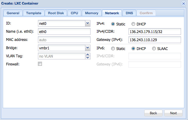 Proxmox 4 Tutorial Container Network Step