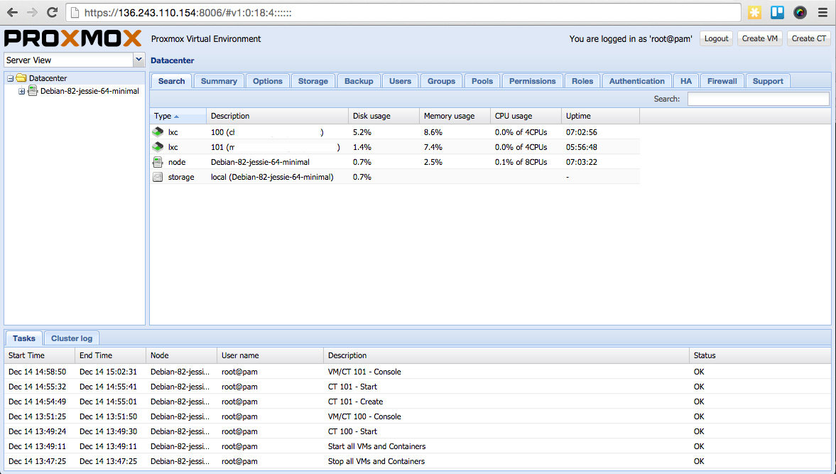 Proxmox 4 Tutorial screenshot